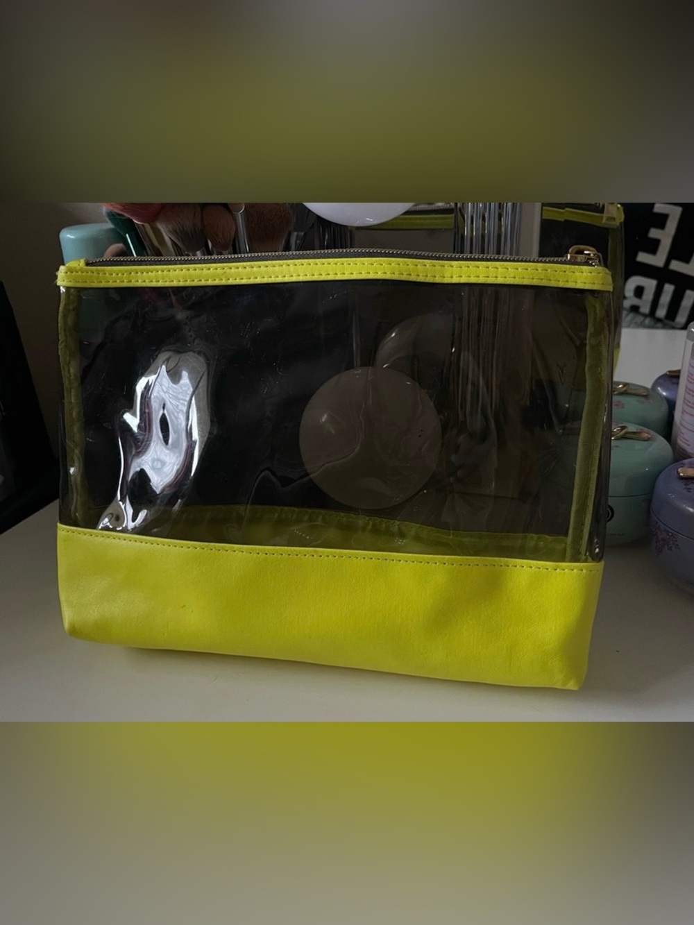 3/$15 Neon Yellow Travel Cosmetic Bag Shower Bag